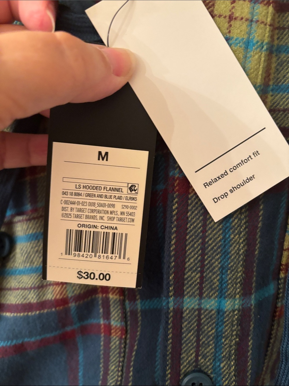 Original Use Hooded Plaid Button-Up Shirt - Blue & Yellow M NWT - Picture 4 of 8